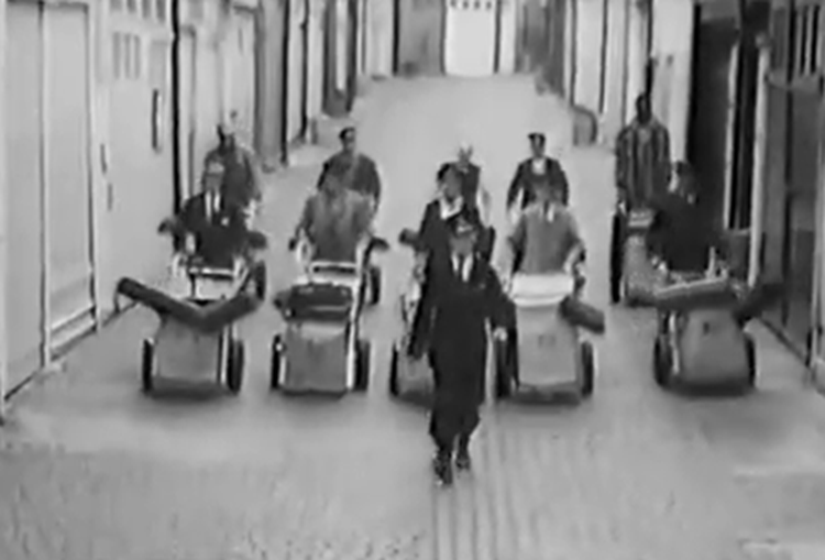 Ken Russell - London Moods - line of refuse collectors